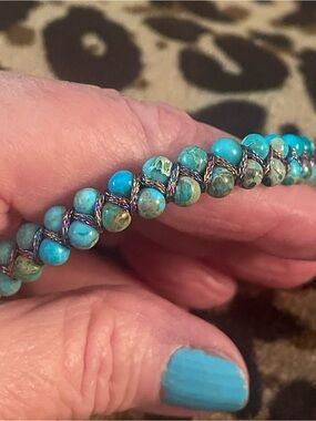 New natural green howlite beaded crystal healing bracelet adjustable size